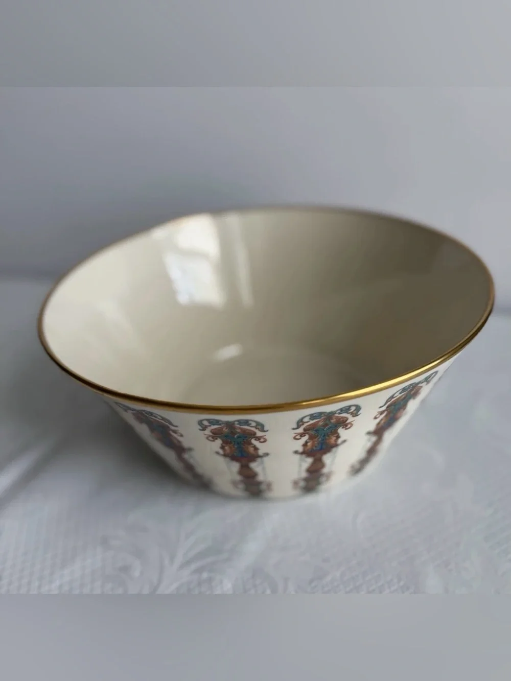 Lenox Lido 10.5” Serving Bowl – Turquoise & 24K Gold Trim